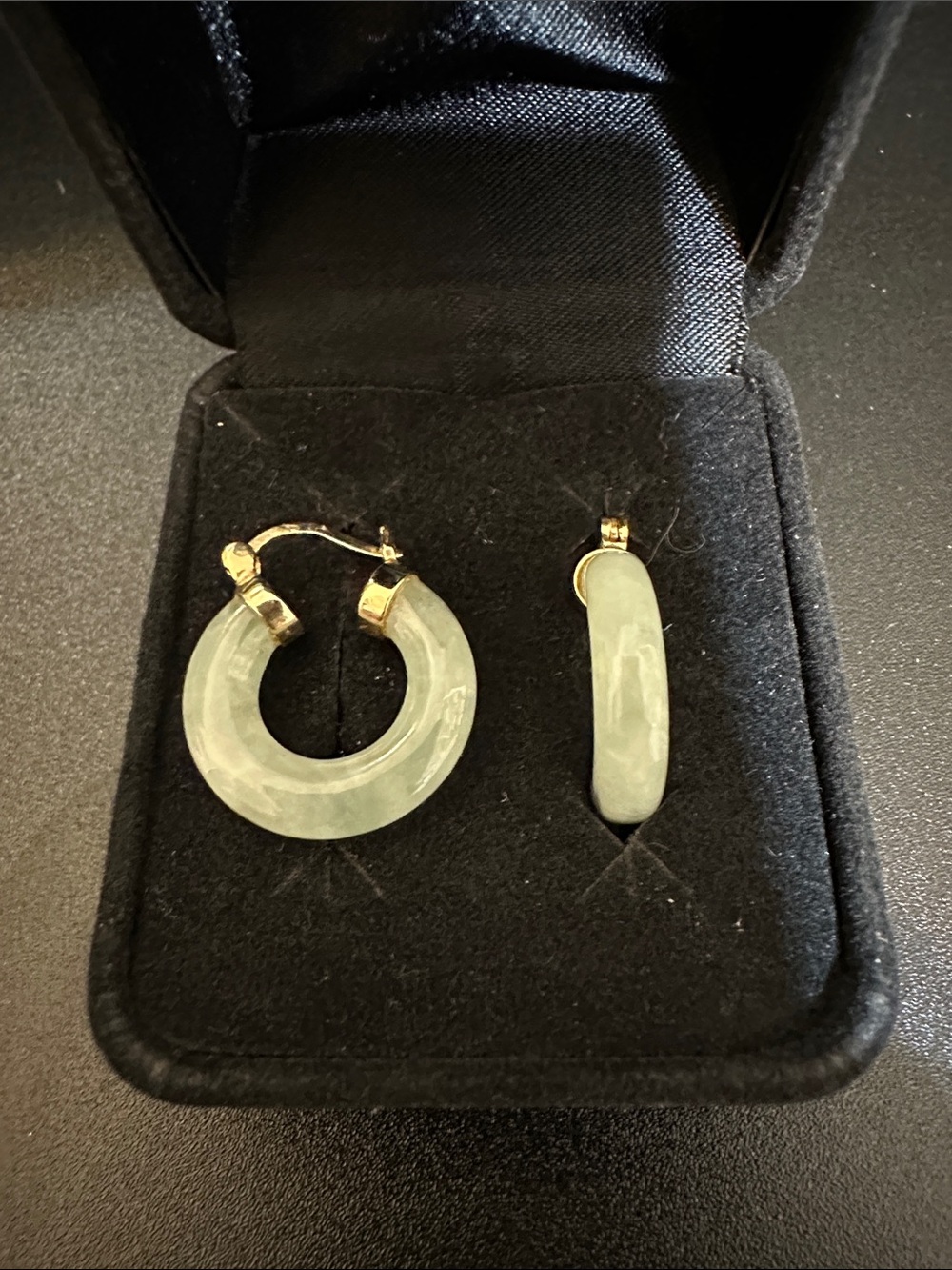 Green Jade Hoop and Drop Earrings Set - Women Jewelry